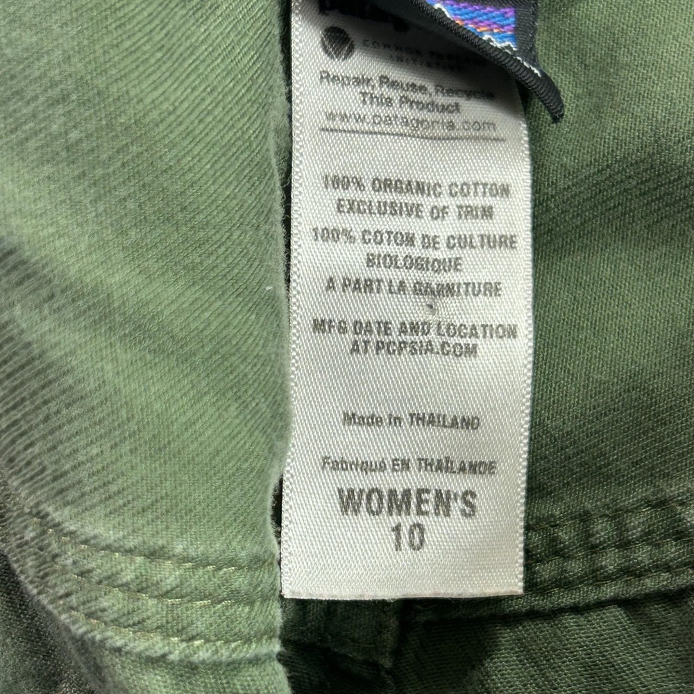 Patagonia Pants Womens 10 Green Cargo Organic Cotton Twill Relaxed Casual - Picture 5 of 13